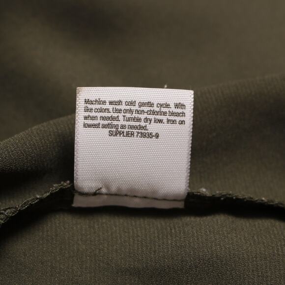 ANA Olive Green Sleeveless Chiffon Tank Top Split Neck Utility Pockets Size XS - Picture 8 of 9